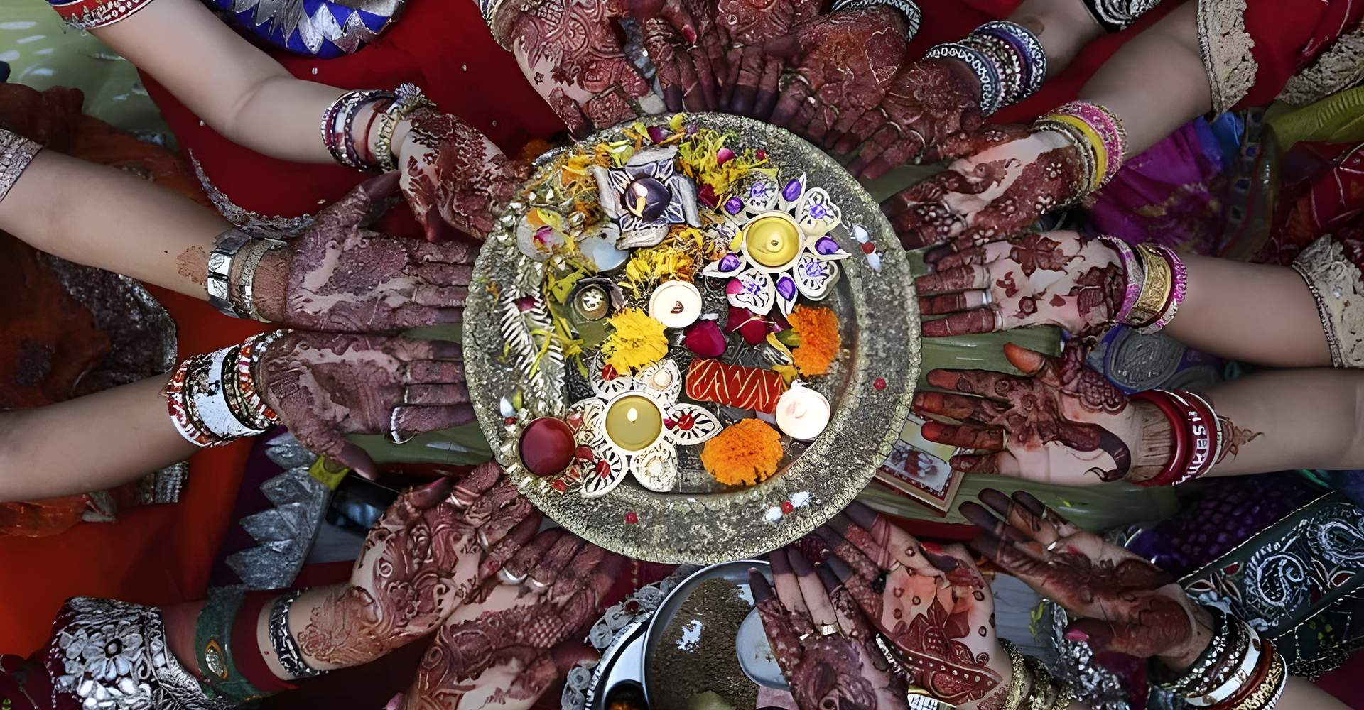 Mehndi ritual at Teej festival