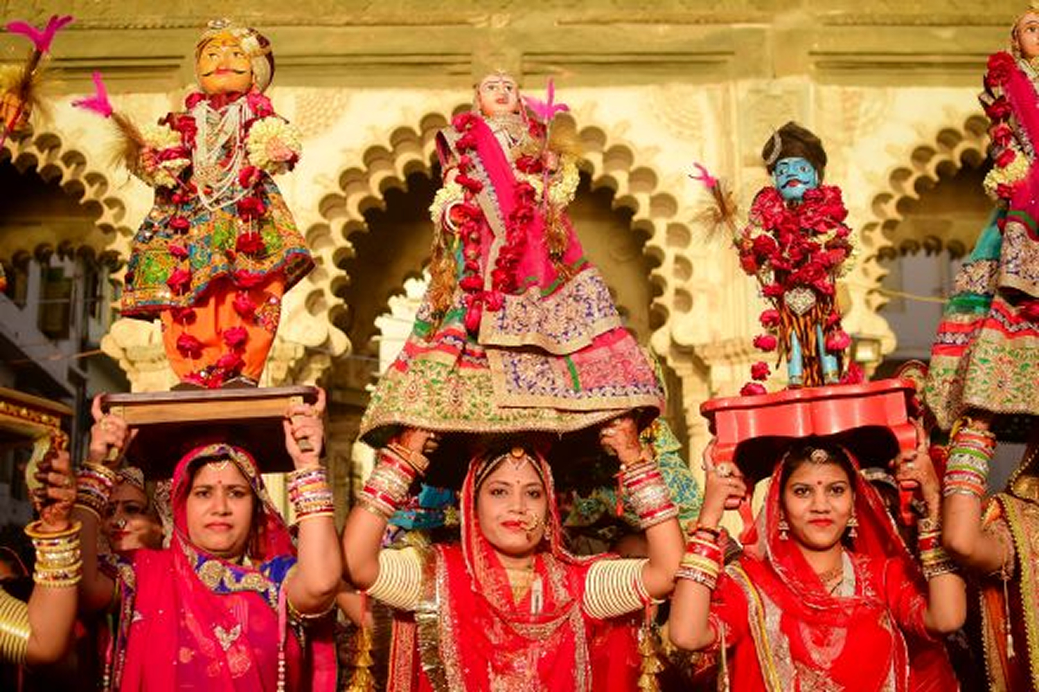 Women in Teej procession Rajasthan